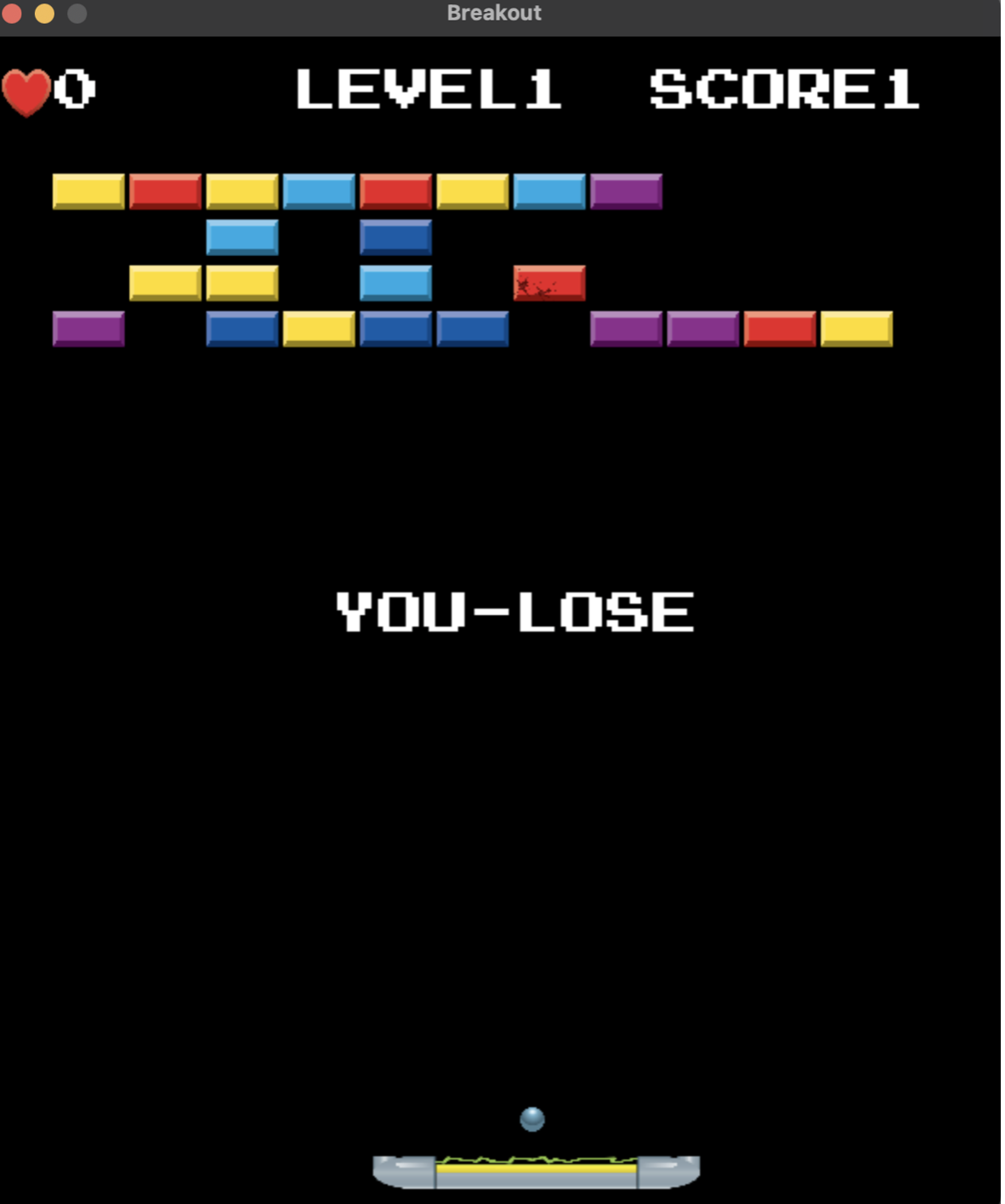 Breakout Lost Screen