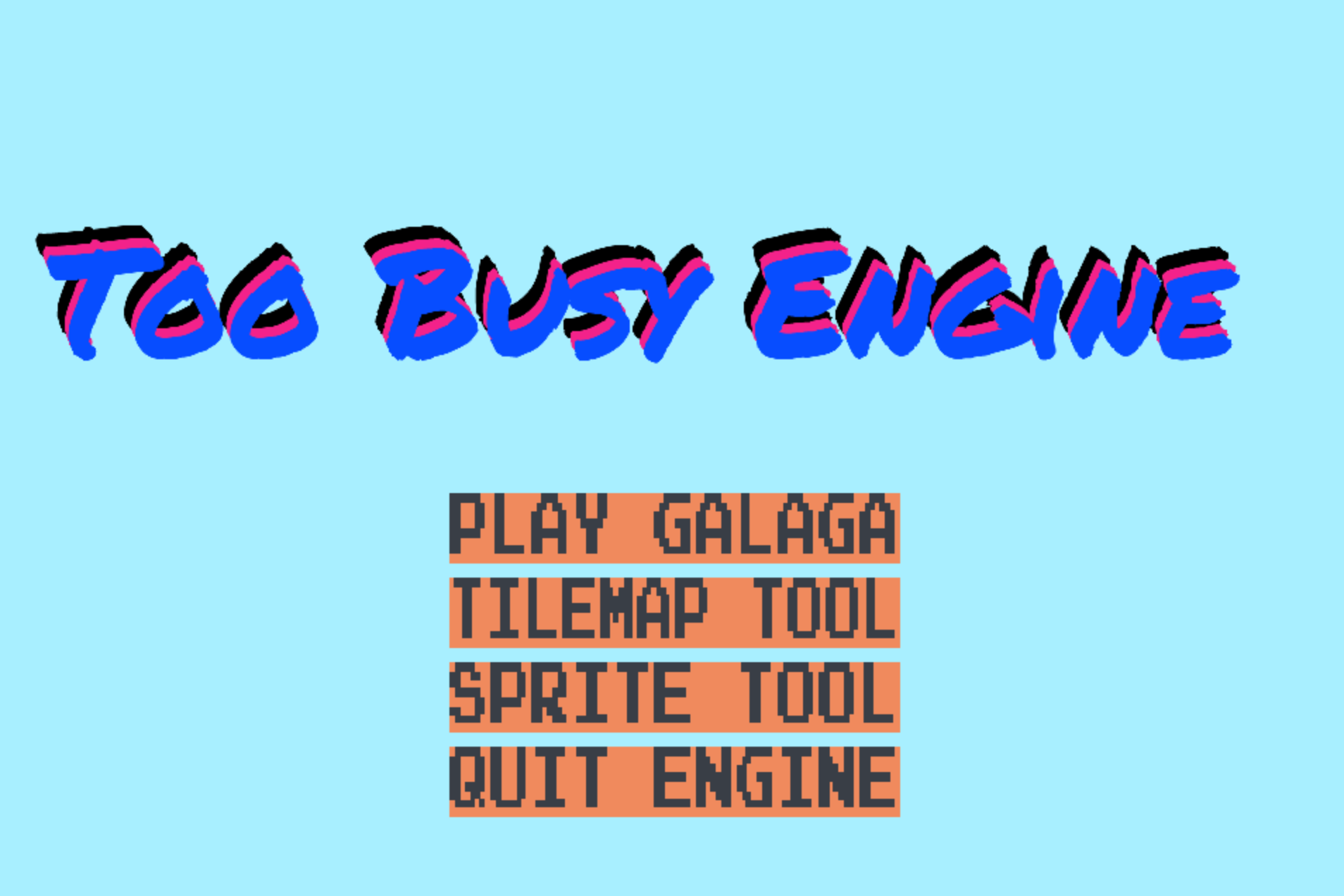 Main menu of our engine
